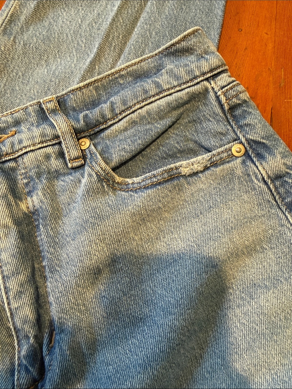 LOFT Light Blue Straight-Leg Jeans with Frayed Hem - Picture 6 of 6